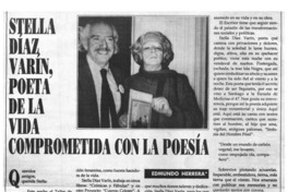 Stella Díaz Varín, poeta de la vida comprometida con la poesía Stella Díaz Varín, poeta de la vida comprometida con la poesía