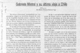 Gabriela Mistral y su último viaje a Chile (XIII parte) Gabriela Mistral y su último viaje a Chile (XIII parte)