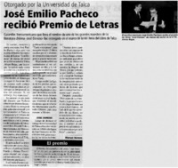 José Emilio Pacheco recibió Premio de Letras José Emilio Pacheco recibió Premio de Letras