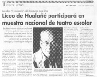 Liceo de Hualañé participará en muestra nacional de teatro escolar Liceo de Hualañé participará en muestra nacional de teatro escolar