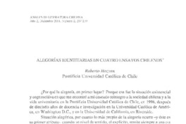 Alegorías identitarias en cuatro ensayos chilenos Alegorías identitarias en cuatro ensayos chilenos