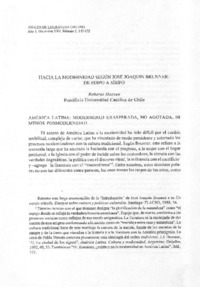 Hacia la modernidad según José Joaquín Brunner Hacia la modernidad según José Joaquín Brunner