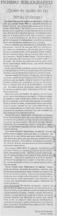 ¿Quién es quién en la letras chilenas? ¿Quién es quién en la letras chilenas?