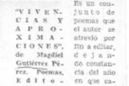"Vivencias y aproximaciones" "Vivencias y aproximaciones"