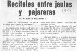 Recitales entre jaulas y pajareras Recitales entre jaulas y pajareras
