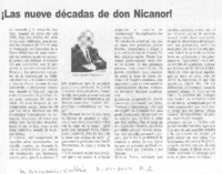¡Las nueve décadas de don Nicanor! ¡Las nueve décadas de don Nicanor!