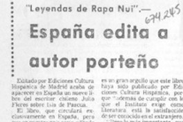 España edita a autor porteño España edita a autor porteño