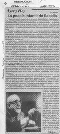 La poesía infantil de Sabella La poesía infantil de Sabella
