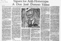 Siguen los anti-homenajes a don José Donoso Yáñez Siguen los anti-homenajes a don José Donoso Yáñez