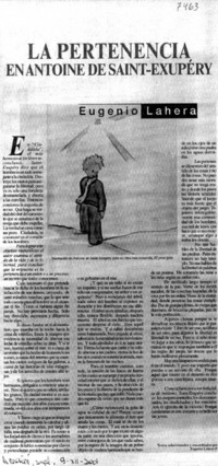 La Pertenencia en Antoine de Saint-Exupéry La Pertenencia en Antoine de Saint-Exupéry