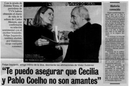 "Te puedo asegurar que Cecilia y Pablo Coelho no son amantes" "Te puedo asegurar que Cecilia y Pablo Coelho no son amantes"