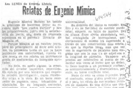 Relatos de Eugenio Mimica. Relatos de Eugenio Mimica.