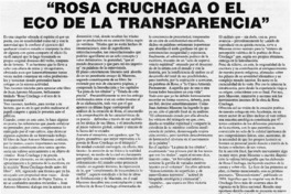 Rosa Cruchaga o el eco de la transparencia" Rosa Cruchaga o el eco de la transparencia"