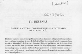 Gabriela Mistral, dos homenajes al centenario de su natalicio Gabriela Mistral, dos homenajes al centenario de su natalicio