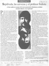 Sepúlveda, las cervezas y el profesor Balletta Sepúlveda, las cervezas y el profesor Balletta