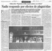 Nadie responde por efectos de plaguicidas Nadie responde por efectos de plaguicidas