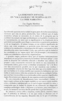 La dimensión espacial en "Vaca sagrada" de Diamela Eltit, la urbe narrativa La dimensión espacial en "Vaca sagrada" de Diamela Eltit, la urbe narrativa