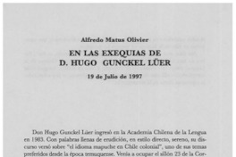 En las exequias de D. Hugo Gunckel Lüer En las exequias de D. Hugo Gunckel Lüer