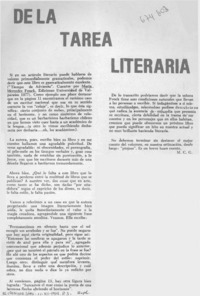 De la tarea literaria De la tarea literaria