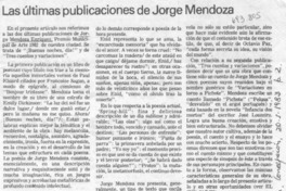 Las últimas publicaciones de Jorge Mendoza Las últimas publicaciones de Jorge Mendoza