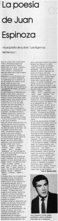 La poesía de Juan Espinoza La poesía de Juan Espinoza