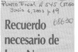 Recuerdo necesario de Juan Negro Recuerdo necesario de Juan Negro
