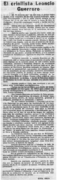 El criollista Leoncio Guerrero El criollista Leoncio Guerrero
