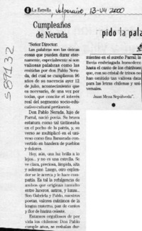 Cumpleaños de Neruda Cumpleaños de Neruda