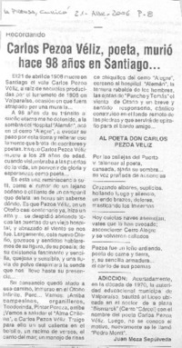 Carlos Pezoa Véliz, poeta, murió hace 98 años en Santiago... Carlos Pezoa Véliz, poeta, murió hace 98 años en Santiago...