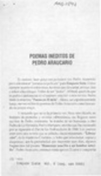 Poemas inéditos de Pedro Araucario Poemas inéditos de Pedro Araucario