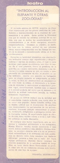 Introducción al elefante y otras zoologías" Introducción al elefante y otras zoologías"