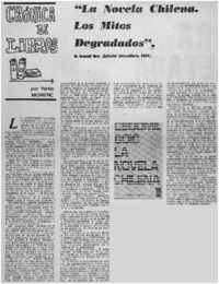 La novela chilena, los mitos degradados", de Cedomil Goic La novela chilena, los mitos degradados", de Cedomil Goic