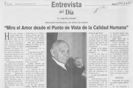 "Miro el amor desde el punto de vista de la calidad humana" "Miro el amor desde el punto de vista de la calidad humana"