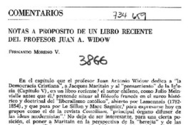 Notas a propósito de un libro reciente del profesor Juan A. Widow Notas a propósito de un libro reciente del profesor Juan A. Widow