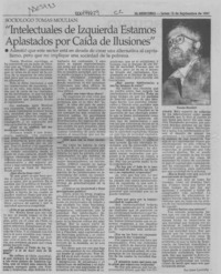 "Intelectuales de izquierda estamos aplastados por caída de ilusiones" (entrevista) "Intelectuales de izquierda estamos aplastados por caída de ilusiones" (entrevista)