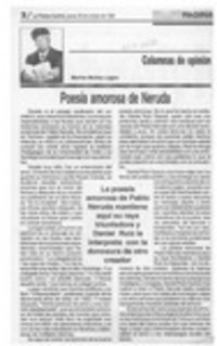 Poesía amorosa de Neruda Poesía amorosa de Neruda