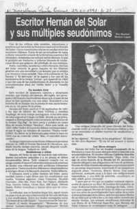 Escritor Hernán del Solar y sus múltiples seudónimos Escritor Hernán del Solar y sus múltiples seudónimos