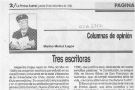 Tres escritoras Tres escritoras