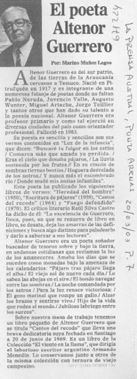 El poeta Altenor Guerrero El poeta Altenor Guerrero