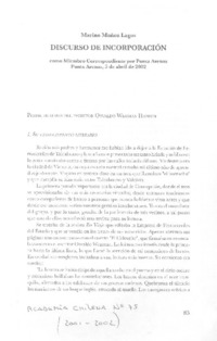 Discurso de incorporación Discurso de incorporación