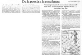 De la poesía a la enseñanza De la poesía a la enseñanza