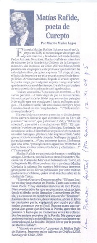 Matías Rafide, poeta de Curepto Matías Rafide, poeta de Curepto