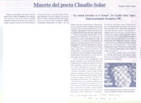 Muerte del poeta Claudio Solar Muerte del poeta Claudio Solar