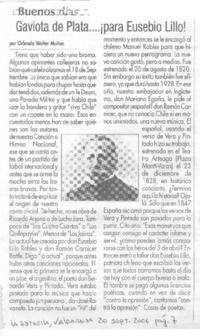 Gaviota de plata -- para Eusebio Lillo! Gaviota de plata -- para Eusebio Lillo!