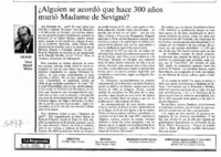 Alguien se acordó que hace 300 años murió Madame de Sevigné? Alguien se acordó que hace 300 años murió Madame de Sevigné?