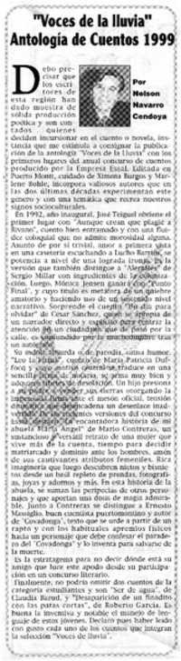 "Voces de la lluvia" Antologia de cuentos 1999 "Voces de la lluvia" Antologia de cuentos 1999