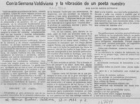 Con la semana valdiviana y la vibración de un poeta nuestro Con la semana valdiviana y la vibración de un poeta nuestro