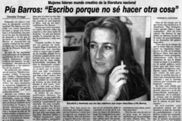 Pía Barros, "Escribo porque no sé hacer otra cosa" Pía Barros, "Escribo porque no sé hacer otra cosa"