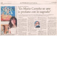 "En Mario Carreño se une lo profano con lo sagrado" (entrevista) "En Mario Carreño se une lo profano con lo sagrado" (entrevista)