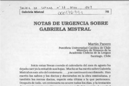 Notas de urgencia sobre Gabriela Mistral Notas de urgencia sobre Gabriela Mistral